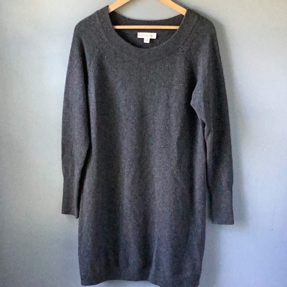WHITE + WARREN 100% Cashmere Charcoal Sweater Dress Small